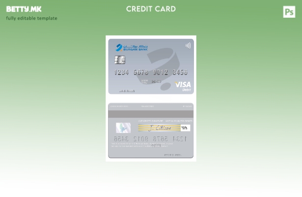 Шаблон за виза за дебитна картичка во модерен стил Кувајт Бурган банка